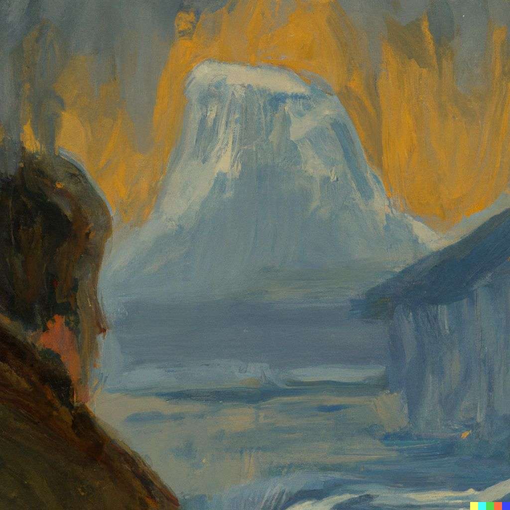 someone gazing at Mount Everest, painting by Edvard Munch